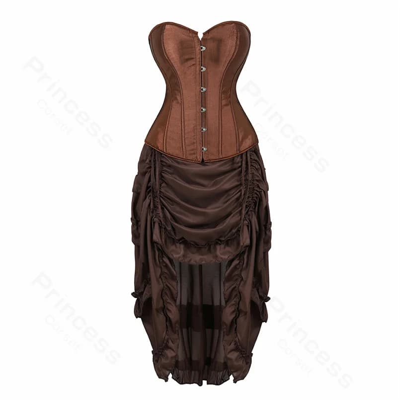 Costume de Pirate pour femmes, robe de Pirate, haut Corset en cuir Punk avec jupe à cordon de serrag