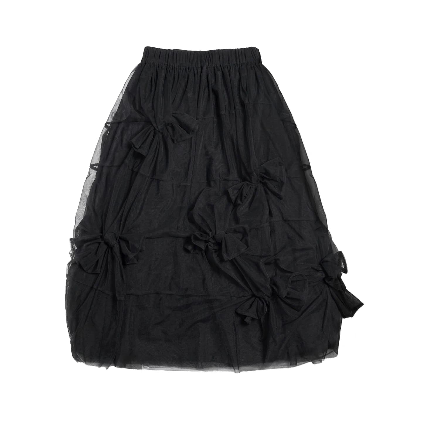 Jupe mi-longue à nœud noir pour femme, imakokoni, décontractée d'été, douce, en maille légère, jupe
