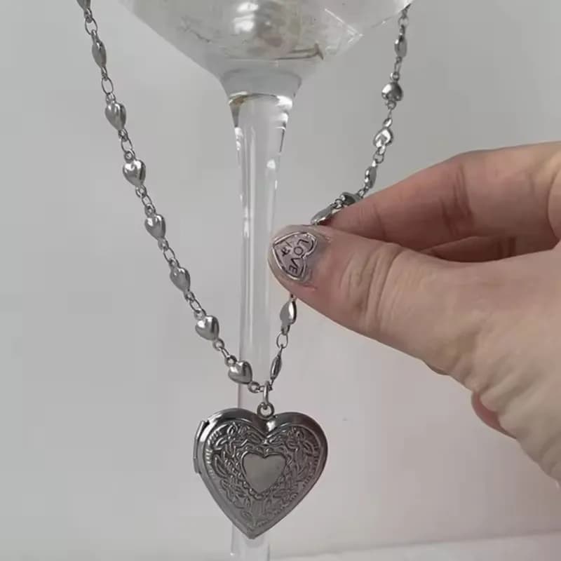 Collier Pendentif Coeur Ouvrable pour Femme, Interrupteur, Cool, Sculpté, Vieux, Vintage, Style Pala