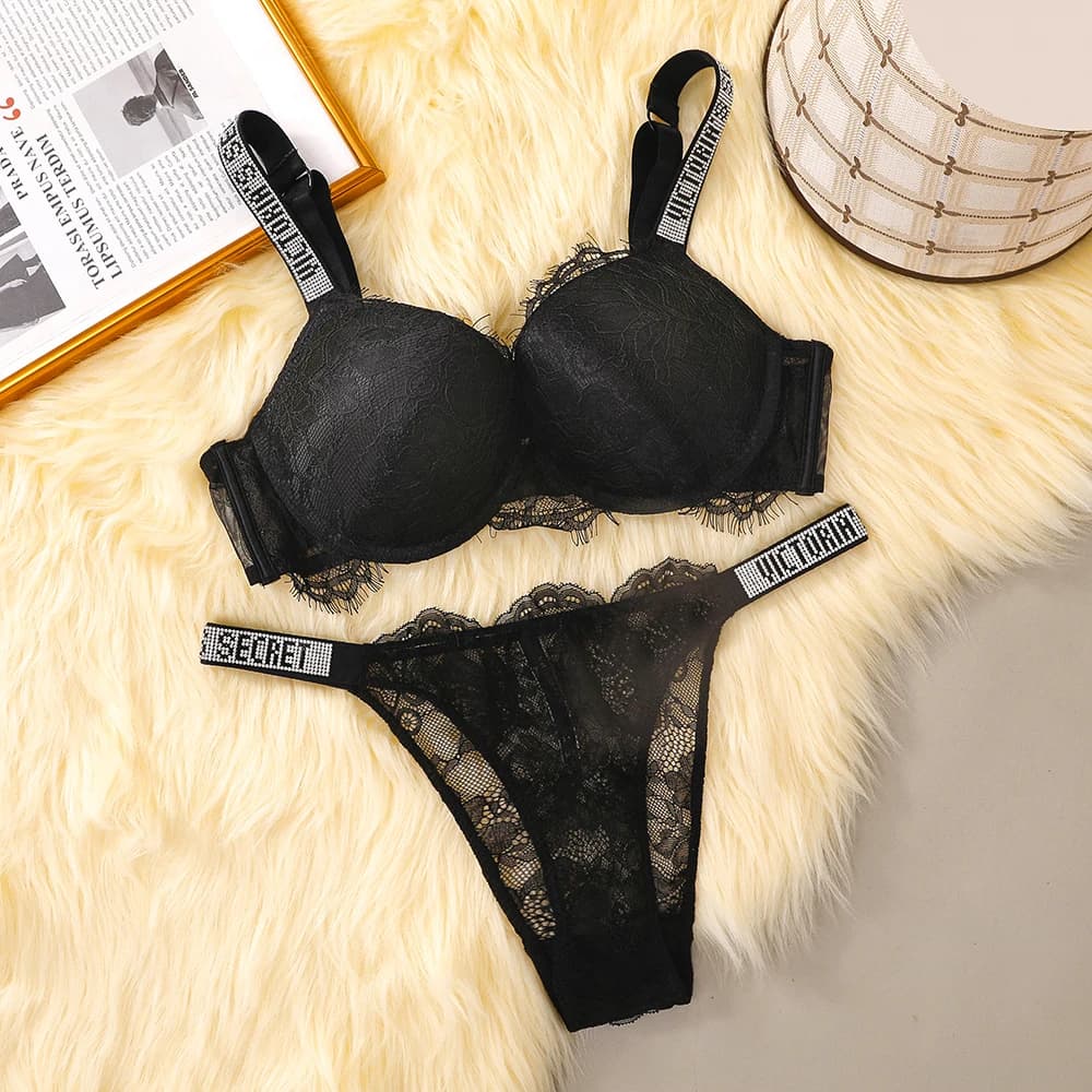 Ensemble soutien-gorge et culotte VS, lingerie sexy Victoria's Secret pour femme, confortable, push-