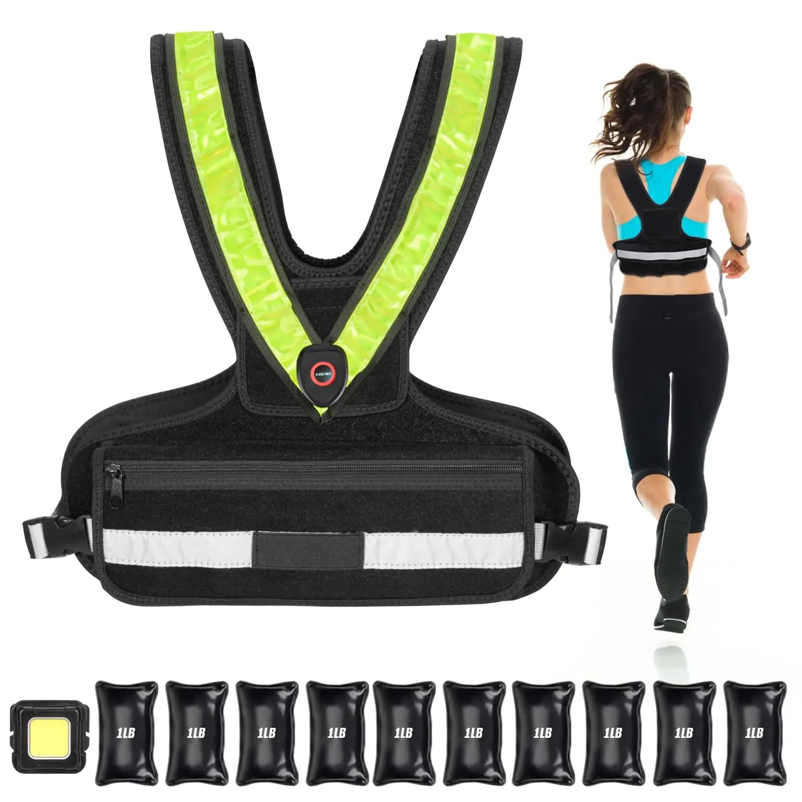 Gilet lesté pour femmes et hommes, gilet lesté de course de Sport avec bandes réfléchissantes et cei