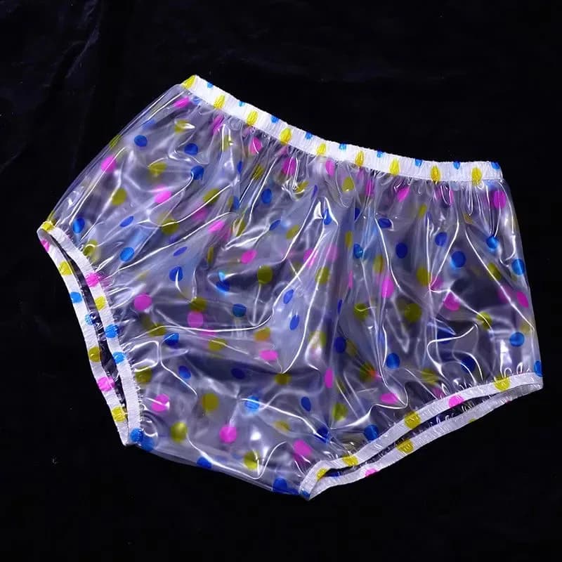 Couleur à pois hommes PVC épais transparent plastique slips femmes taille haute imperméable ample do
