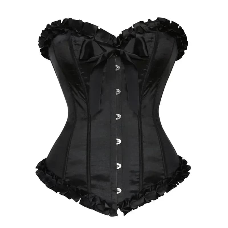 Nouveau Corset Vintage Sexy pour Femme, Bustier Gothique en Satin à Lacets, Corset Overbust Sexy ave