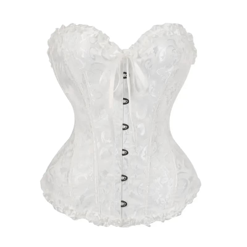 Corset blanc pour femme, bustier ajusté avec design cintrant pour les mariages, les fêtes ou le quot