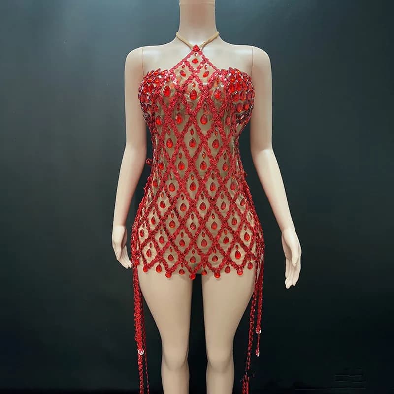 Femmes Sexy anniversaire robe scintillante Plaid paillettes licou moulante Mini célébrité soirée Clu