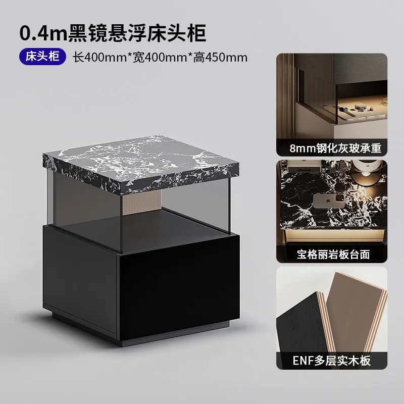 Table de chevet noire moderne, organisateur de vanité, table de chevet de luxe pour chambre à couche