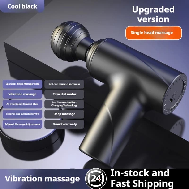 Pistolet de massage électrique mini double tête noir, recharge USB, 3 vitesses, soulagement musculai