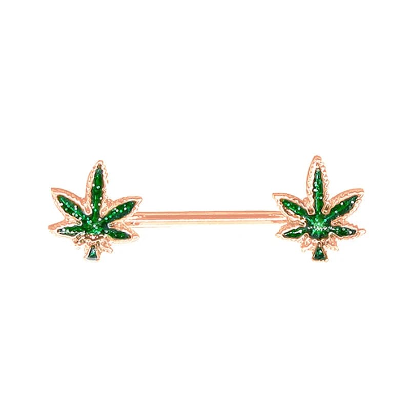 Bijoux Sexy : Anneaux de Téton en Cristal en Forme de Feuille, Piercing de Téton, Barbell, Accessoir
