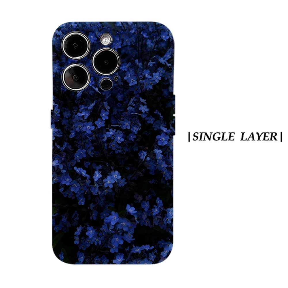 Coque magnétique Midnight Blue Bloom pour iPhone 17, 16, 15, 14, 13 Pro Max Plus – Étui robuste simp