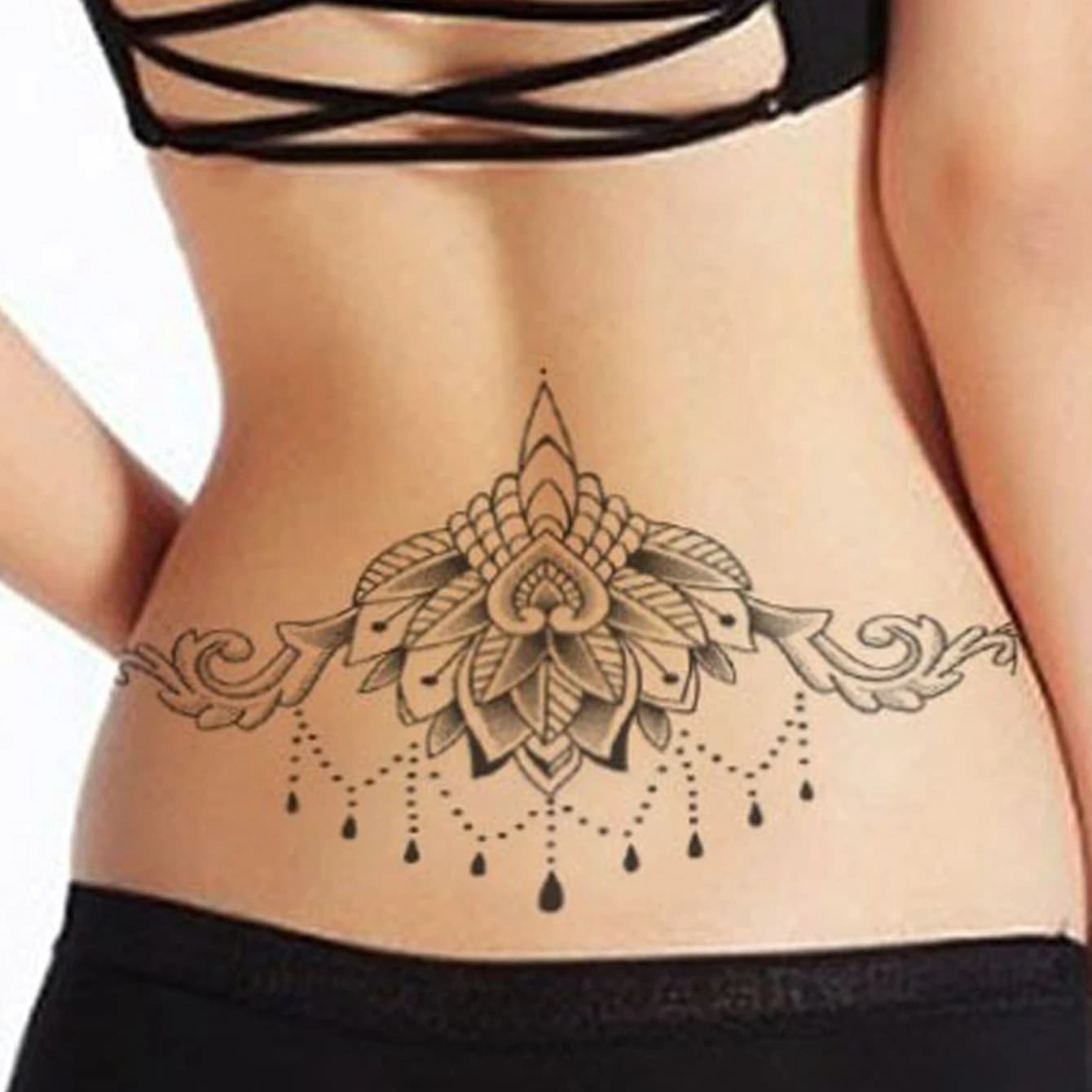 Autocollant de tatouage temporaire imperméable corps henné taille poitrine poitrine mandala tatto au
