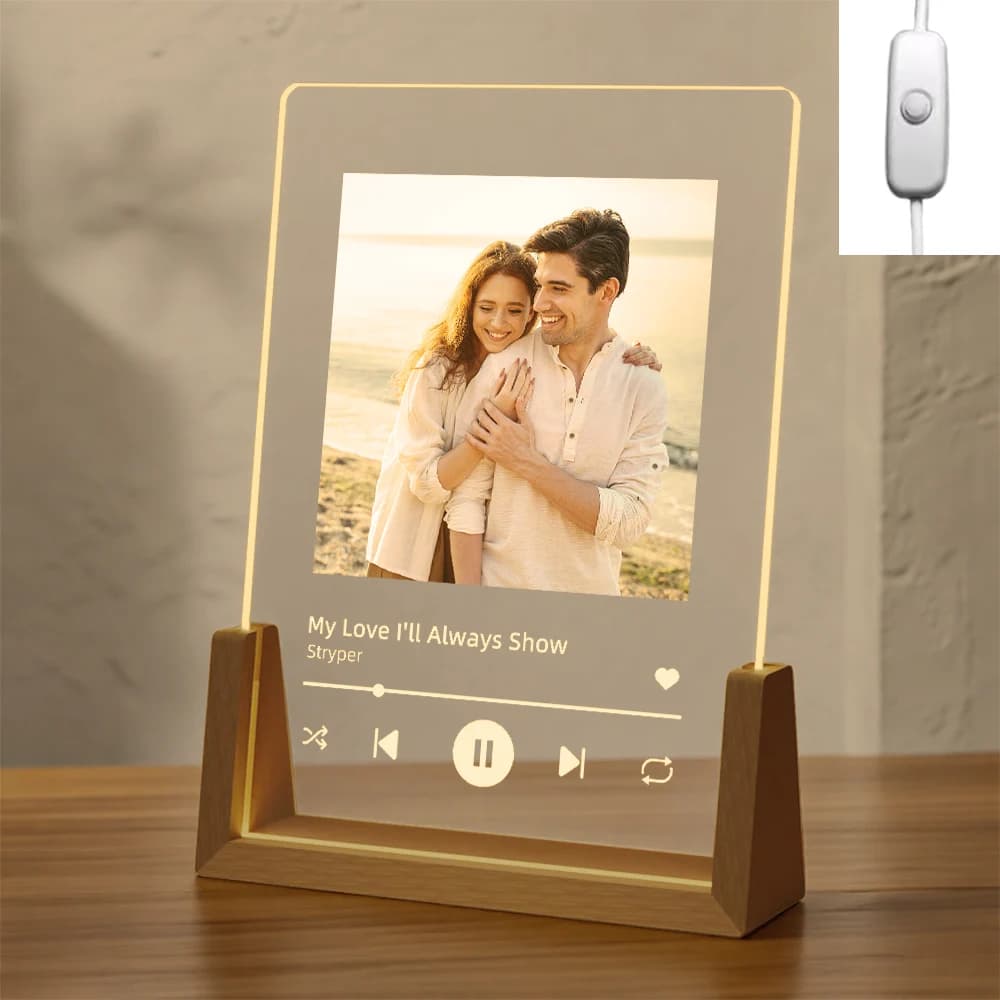 Photo personnalisée musique veilleuse Portrait personnalisé lampe acrylique avec chanson anniversair