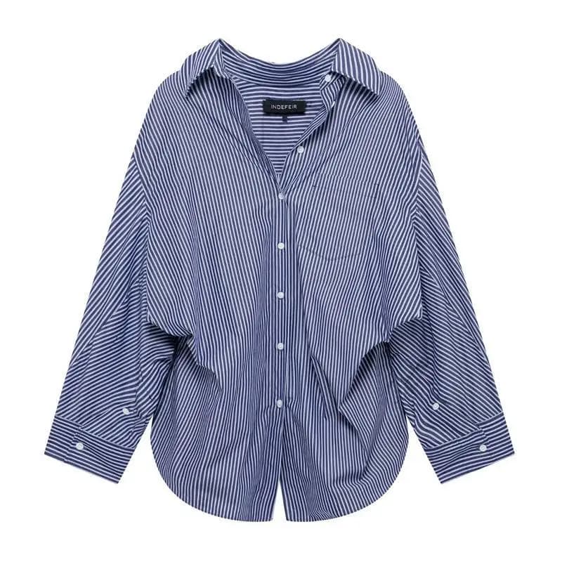 Chemise décontractée à rayures longues, Design ample à la mode, sens du printemps, Style de rue tran