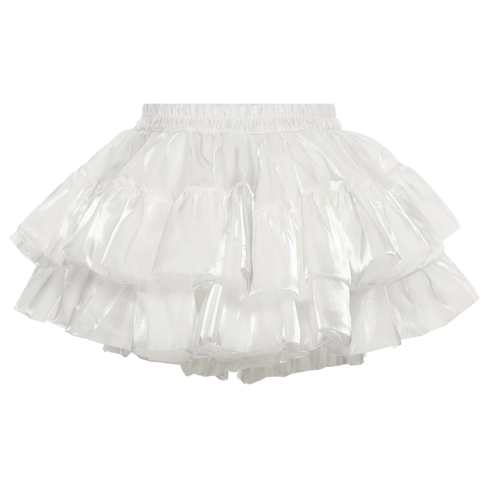 Jupe-culotte citrouille Lolita pour femmes, ourlet à volants, jupe intégrée, irisée, à plusieurs niv