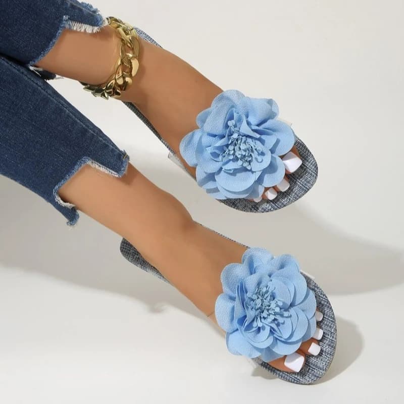 Sandales plates pour femmes avec décoration florale, été 2026, sexy, antidérapantes, pour la plage