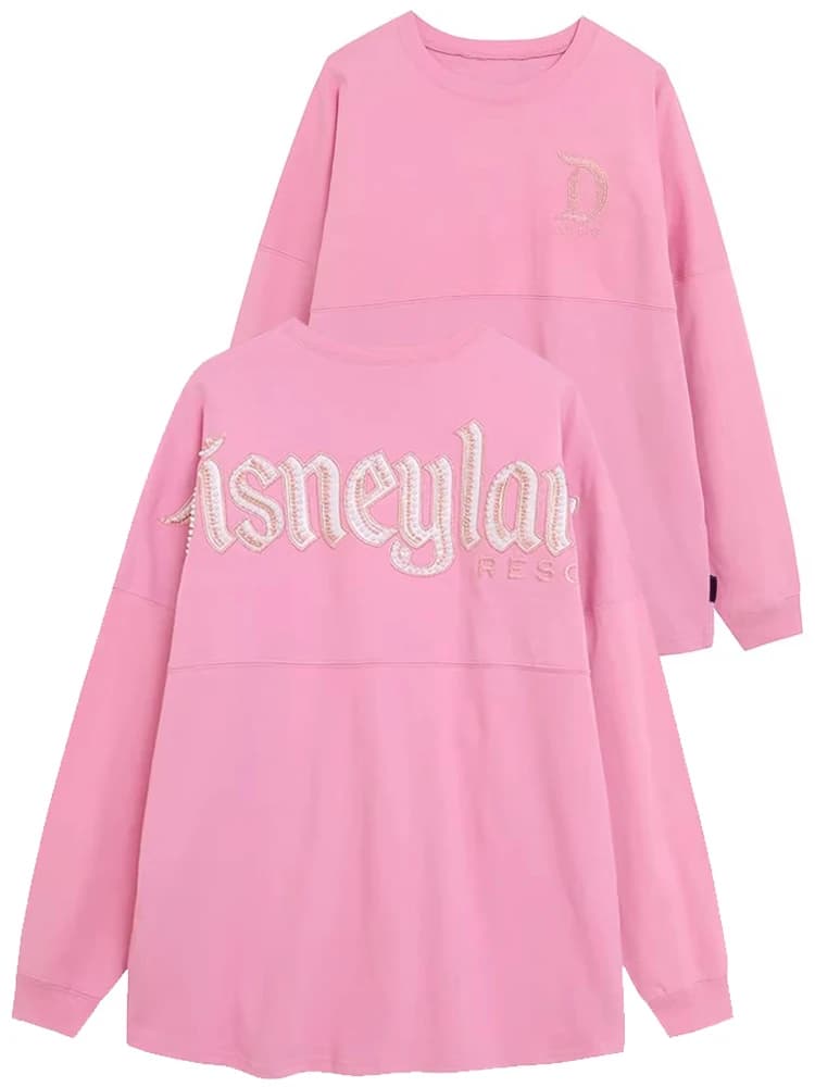 Sweat-shirt rose Disney Disneyland avec broderie de lettres, sequins, perles, imprimé mignon, pull s