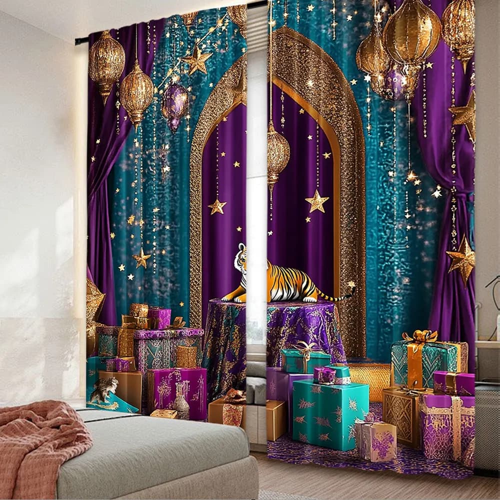 Rideau de nuits marocaines arabes, 2 pièces, luxueux, indien, fête d'anniversaire, adapté au salon,