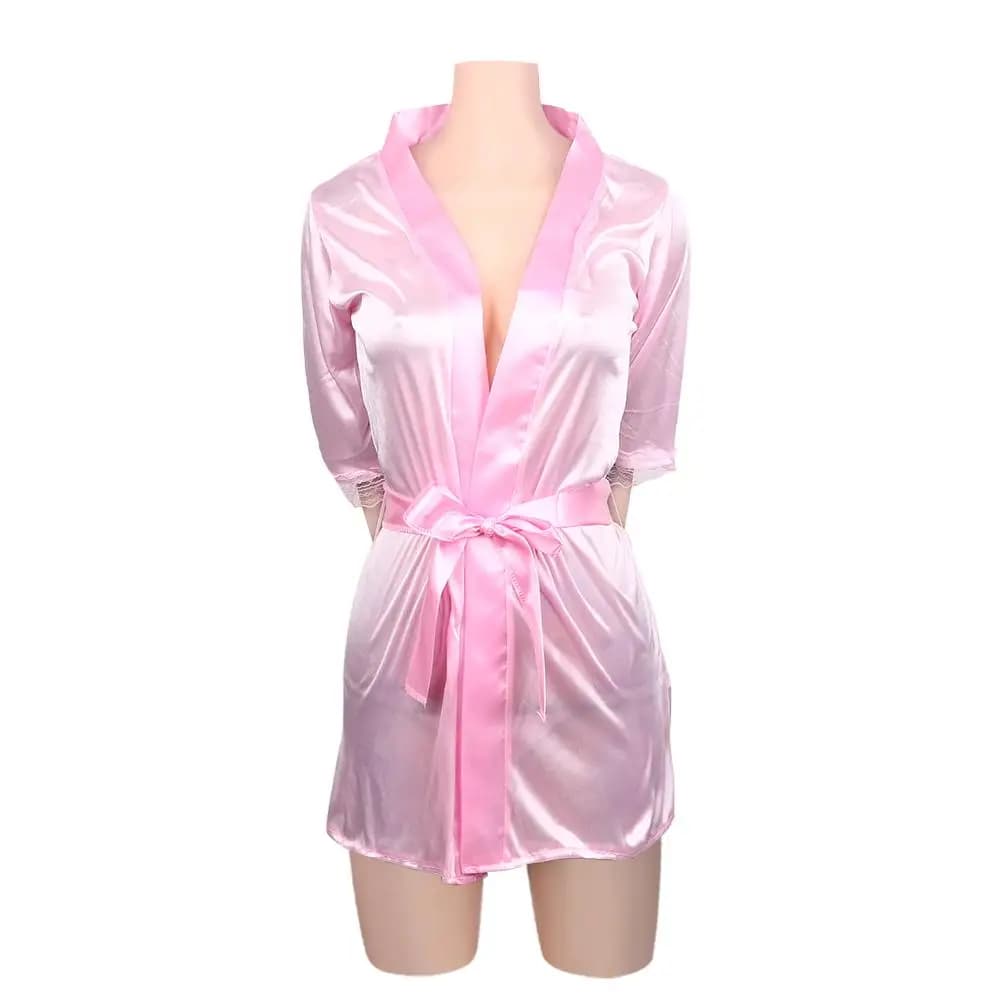 Robe de nuit en satin et dentelle, pyjama, lingerie, sous-vêtements