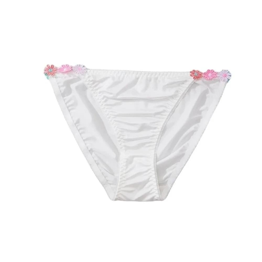 Culottes en satin de soie taille basse avec entrejambe en coton, motif floral, respirantes, pour fem