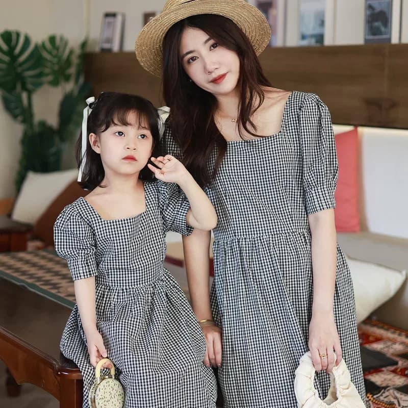 Robes à carreaux mère et fille, robe égale pour maman et bébé fille, frocs maman et moi, vêtements a