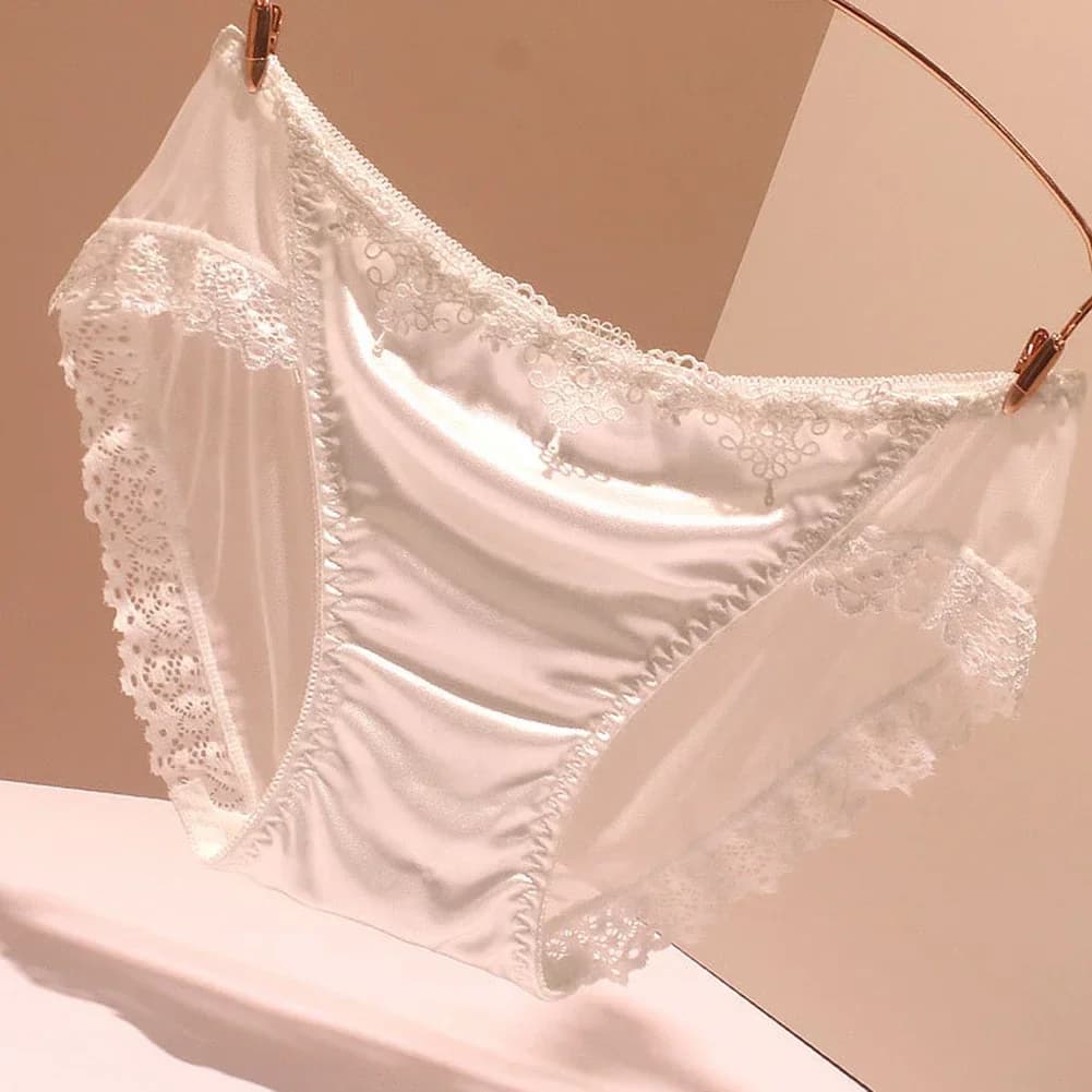 Culotte femme lisse Sexy Lingerie sans couture caleçon Satin femme sous-vêtements en dentelle tongs