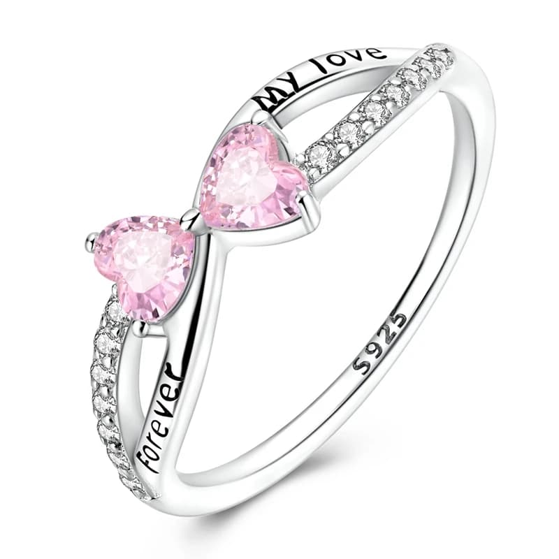 Bague d'amour éternel scintillante en argent Sterling 925 pour femmes et filles, bijoux originaux, c