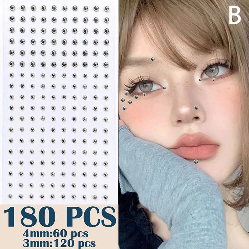 Faux sourcils Piercing faux lèvres Labret goujons bâton sur faux nez Stud Piercing Facial adhésif vi