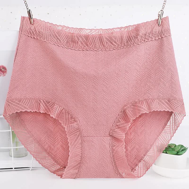 Mature Women's Cotton Panties Plus Size 100kg High Waist Lace Briefs Soft Underpants Shorts for Full