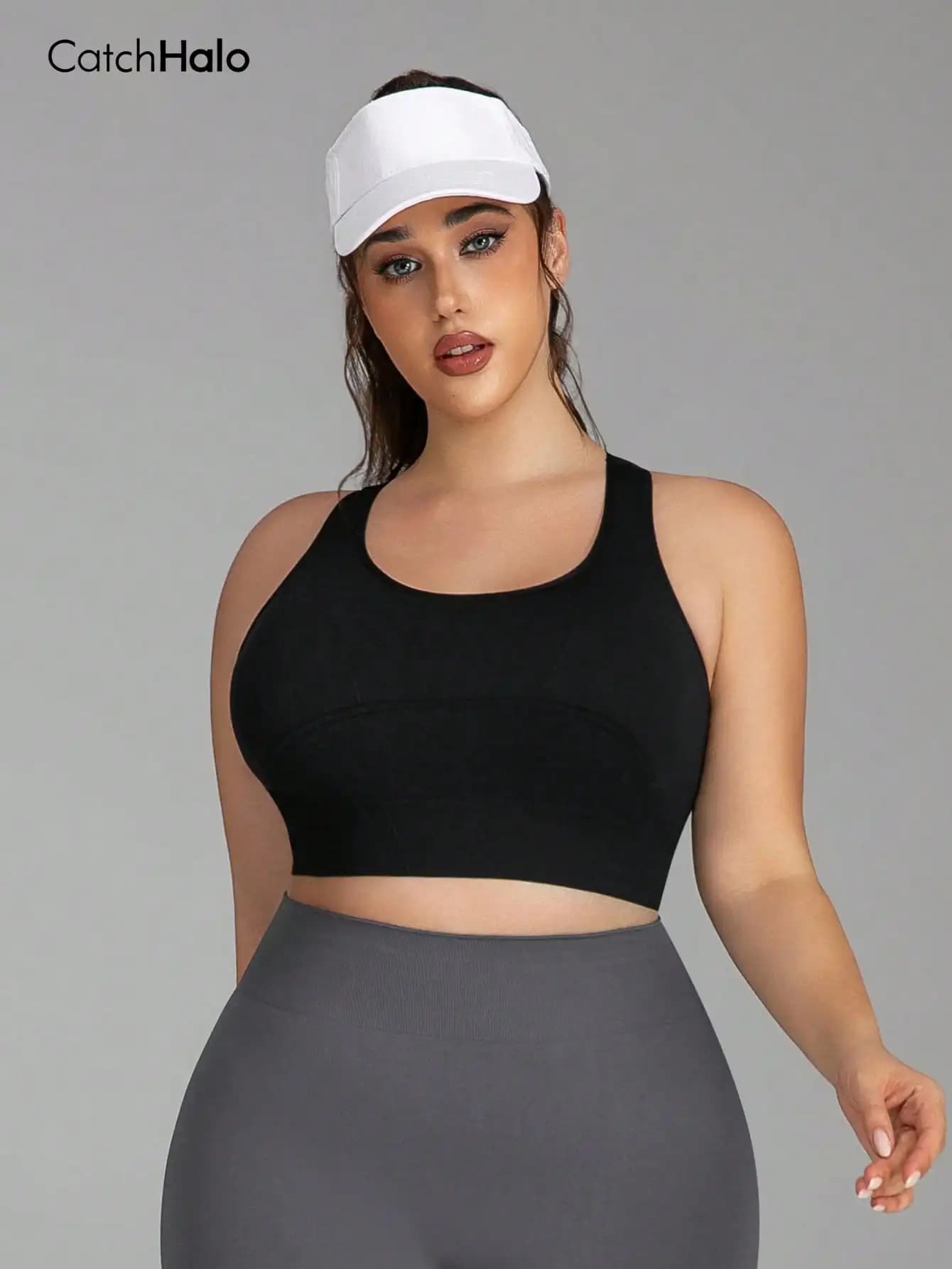 Soutien-gorge de sport grande taille dos nageur pour femme, bretelles larges, coussinets amovibles,