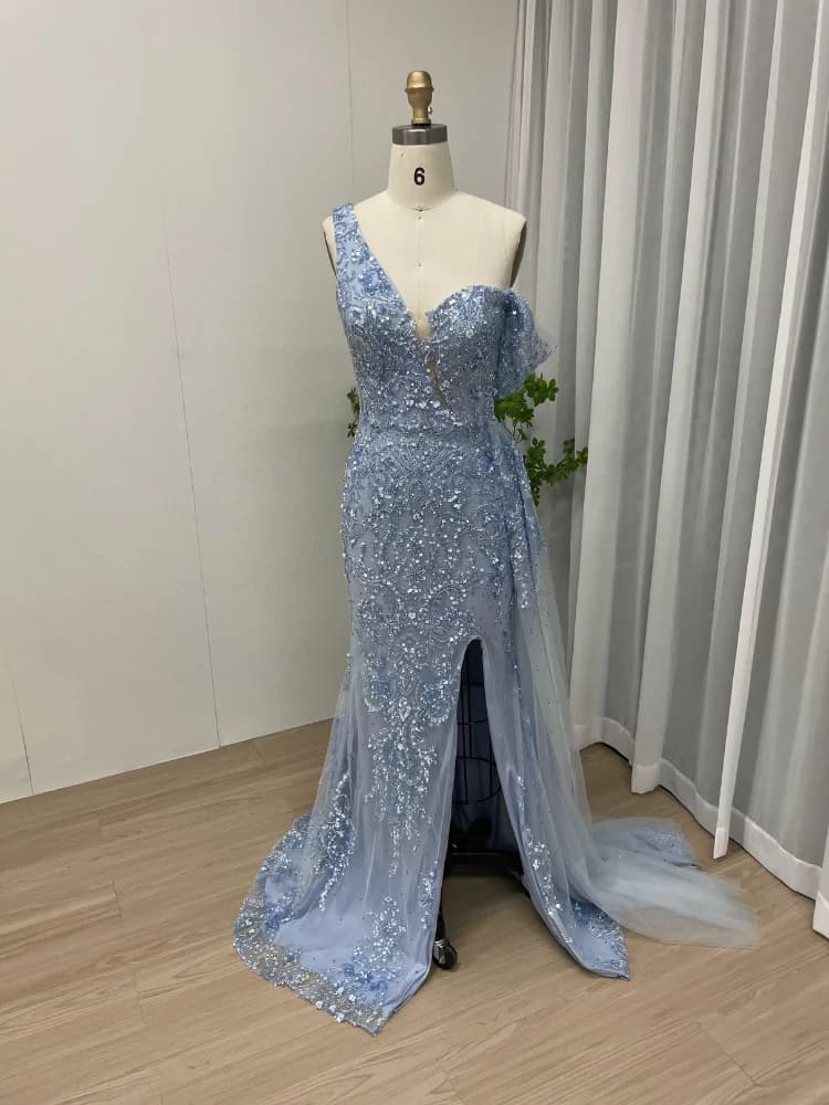 MYMB-Robe de soirée perlée pour femme, ivoire, élégante, sexy, haute fente, sirène, mariage, fiançai
