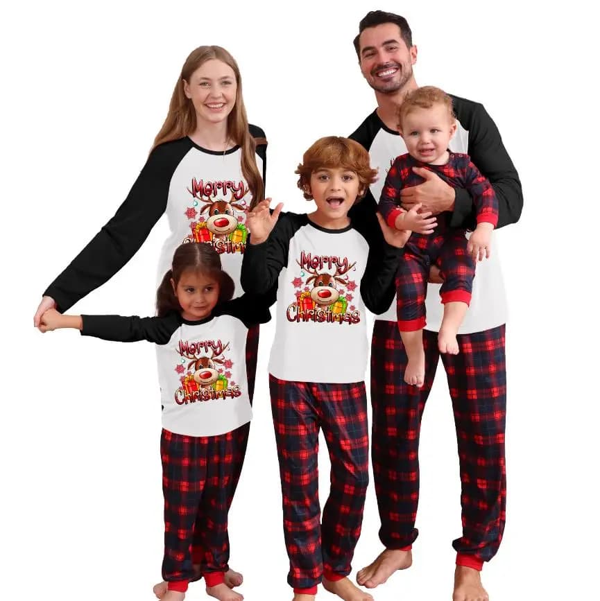 2025 Couples noël famille correspondant pyjamas ensemble mère enfants vêtements pyjamas de noël pour
