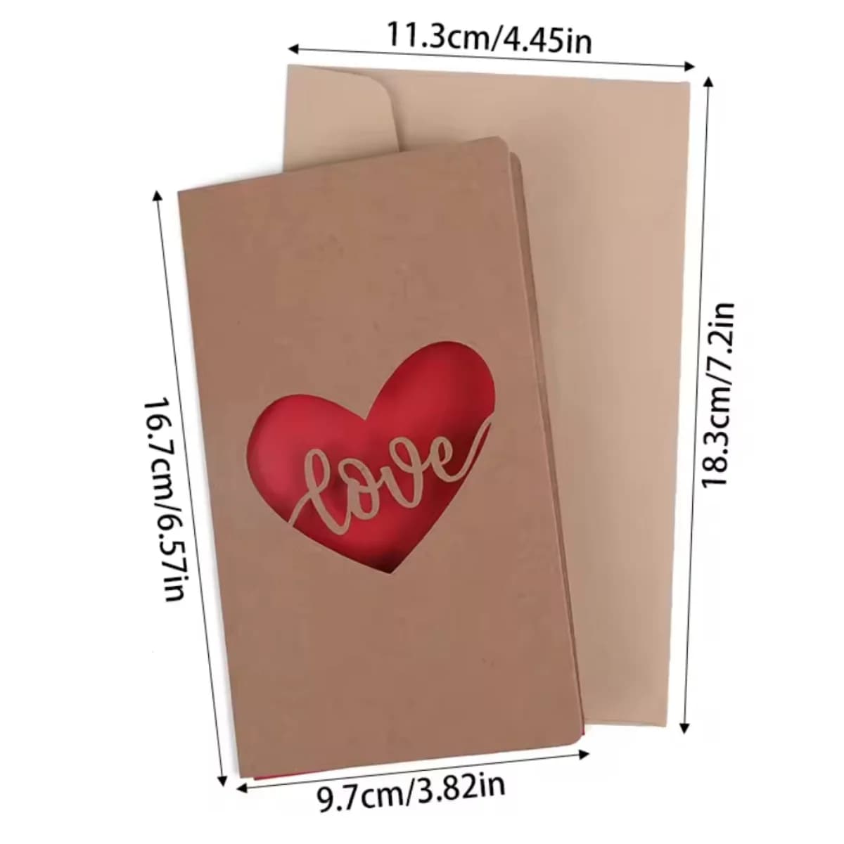 Carte de vœux pour la saint-valentin et la fête des mères, avec enveloppe, cœur creux, fleurs, fourn