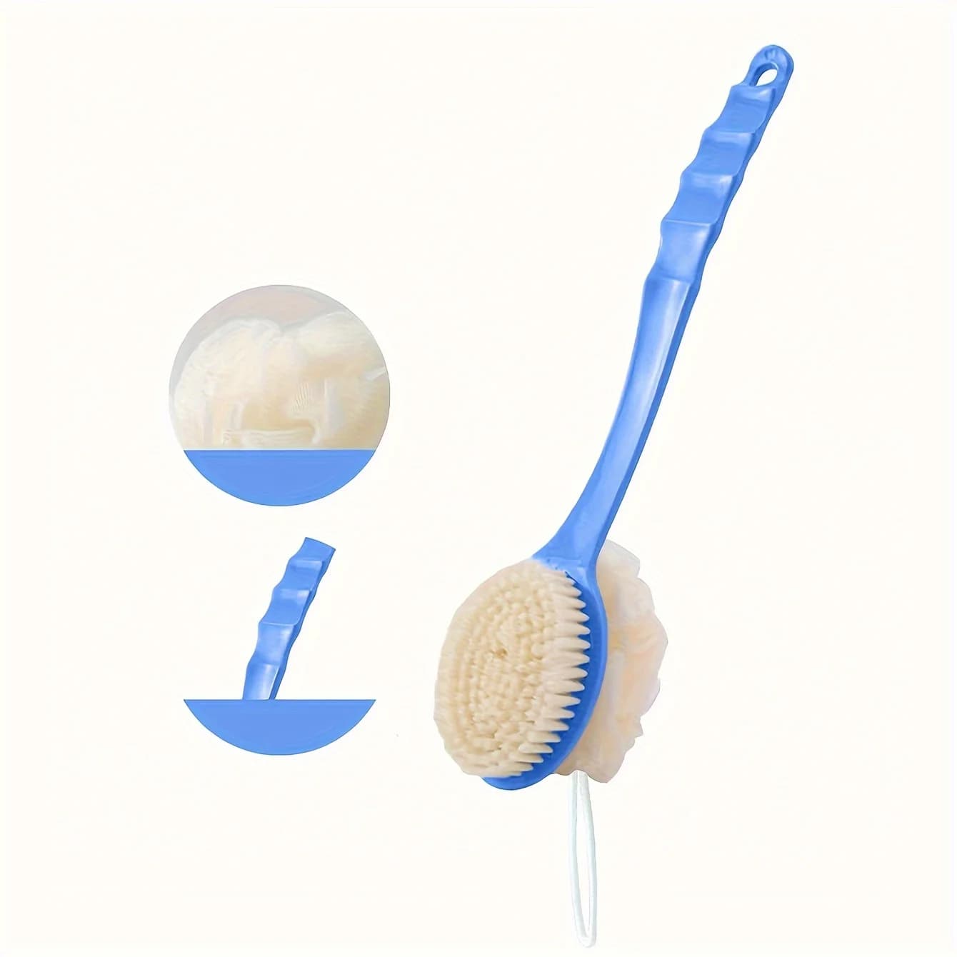 Brosse à luffa douce et accents pour le corps, bain, manche long incurvé, inodore, gIslande exfolian