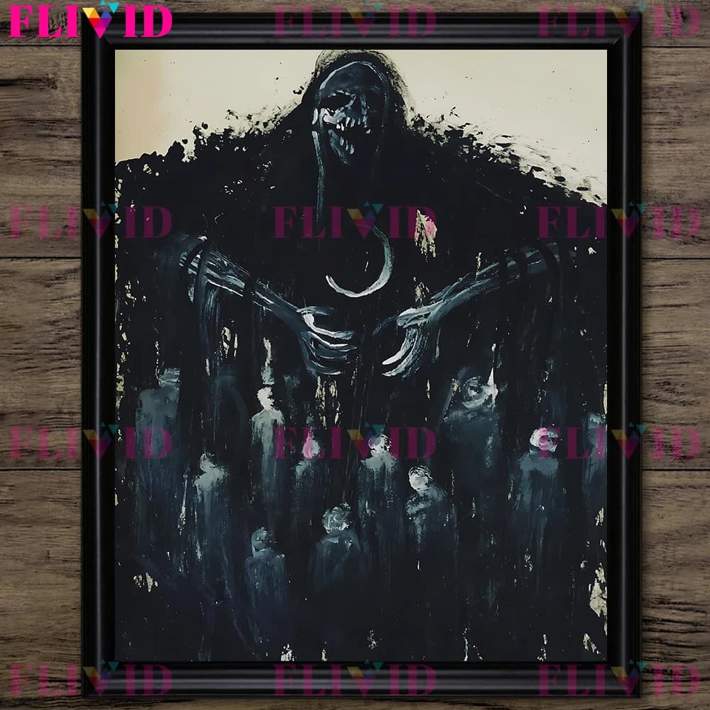 Peinture sur toile abstraite d'art mural de vampires terrifiants dans la nuit, art gothique d'horreu