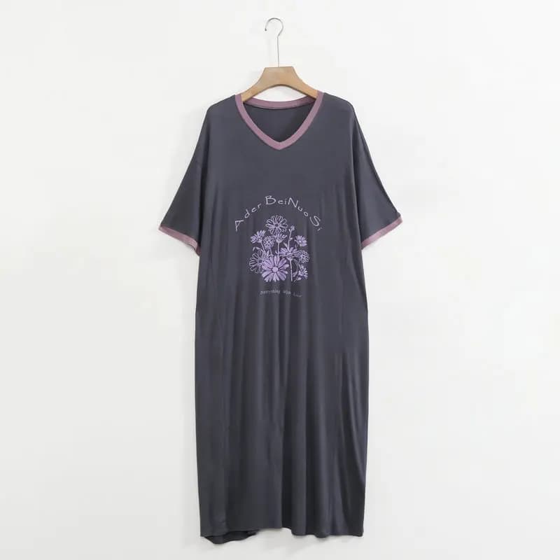Vêtements de nuit femme dessin animé imprimé chemise de nuit longue femme ample Modal confort vêteme