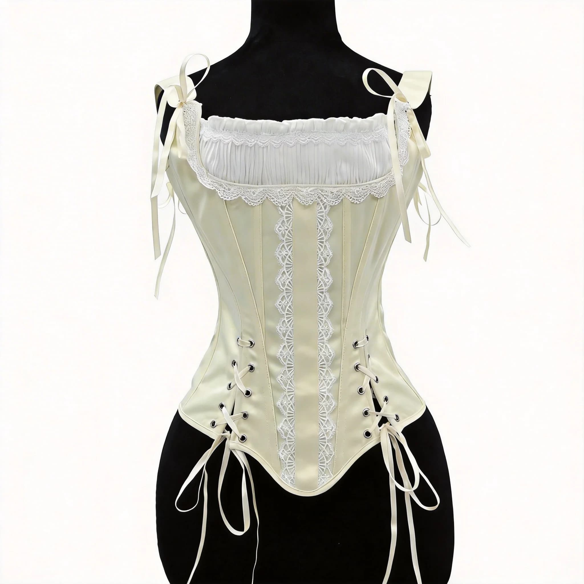 Corset de luxe pour femme, style vintage, à lacets et baleiné, avec dentelle, type bustier, pour vêt