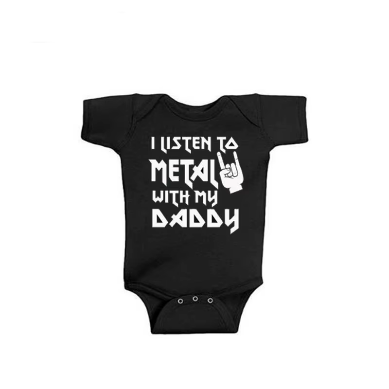 Body en coton à manches courtes pour bébé garçon et fille, vêtements en métal, avec ma maman et papa