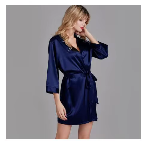 Été Champagne chinois mariée Robe de mariée Satin vêtements de nuit femmes chemise de nuit Sexy chem