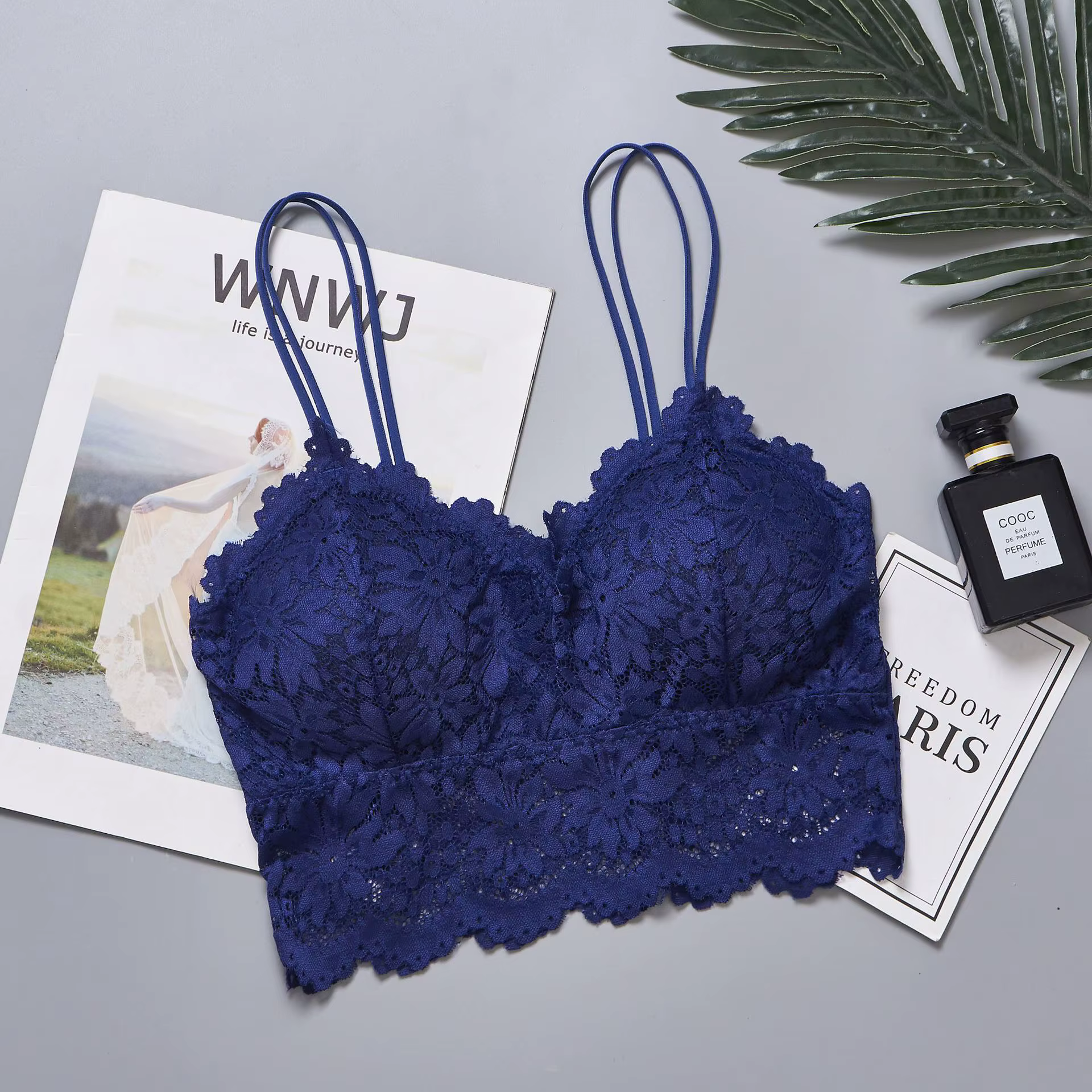Soutien-gorge en dentelle pour femmes, haut tubulaire, Double bretelles, haut court, Lingerie Sexy,
