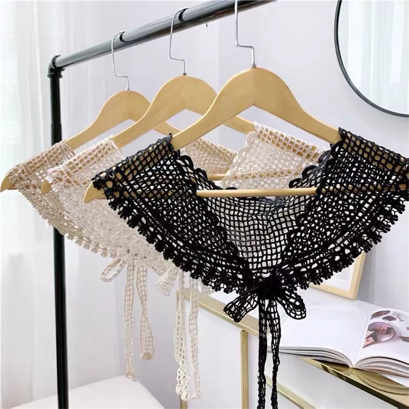 Faux col en dentelle tricoté au Crochet pour femmes, petit châle décoratif, faux col, accessoires de