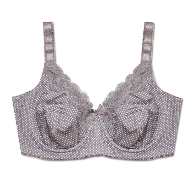Soutien-gorge Sexy grande taille à pois pour femmes, haute qualité, marron/gris/noir/36-46/C-G, D029