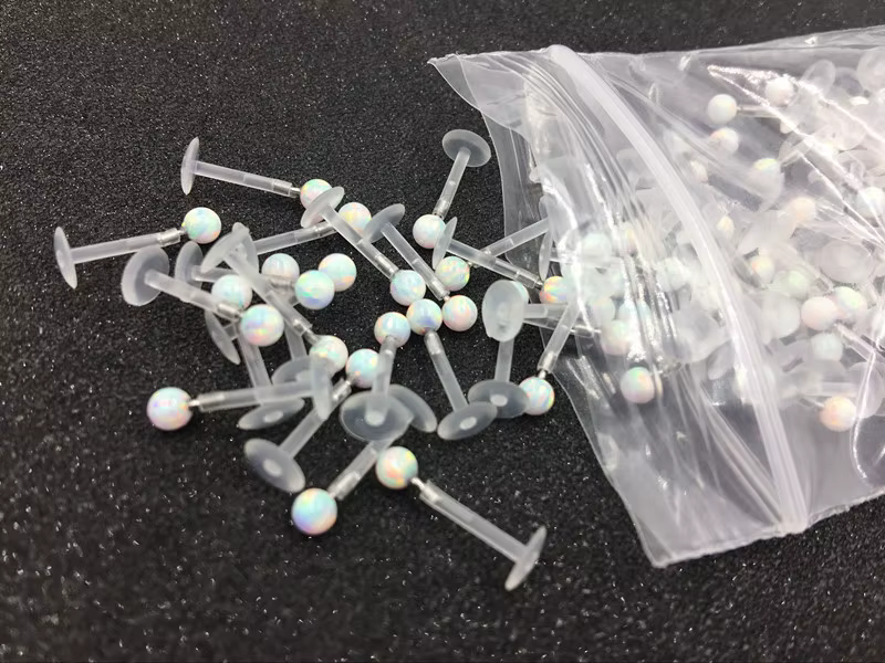 LOT-Retenues de piercing corporel, Cacheur de piercing, Clair, Jules, Labret, Opalite, Charbon, 16x8