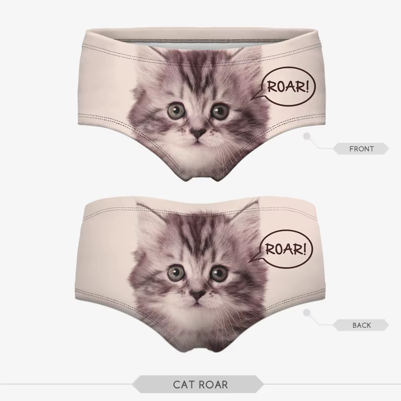 Culotte Sexy rose imprimé chat en 3d pour femmes, slip sans couture, lingerie d'intérieur, vente en 