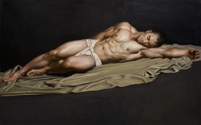GOOD – peinture à l'huile homme nu sur toile, ART--TOP