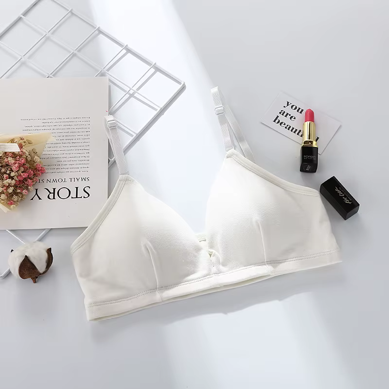 Soutien-gorge push-up en coton pour femmes, brassière sans fil, Lingerie Sexy, confort, couleur unie