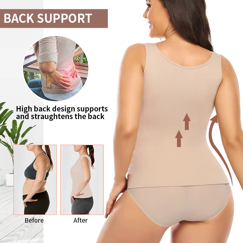 Caraco gainant pour femmes avec soutien-gorge intégré, contrôle du ventre, Camisole, débardeur, sous
