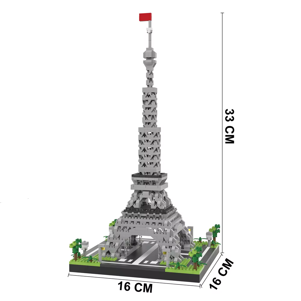 Modèle d'architecture du Musée du Louvre en 3D, micro-blocs de construction, décoration de maison/bu