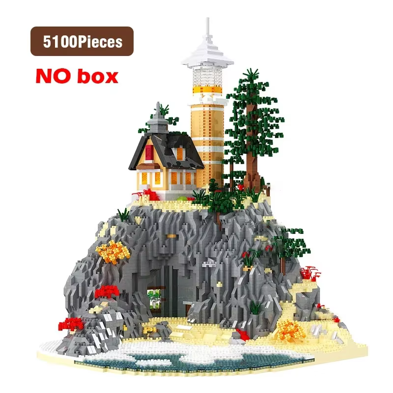 Blocs de construction d'île de phare 5100stk, modèle de phare en briques avec lumière, jouets pour e