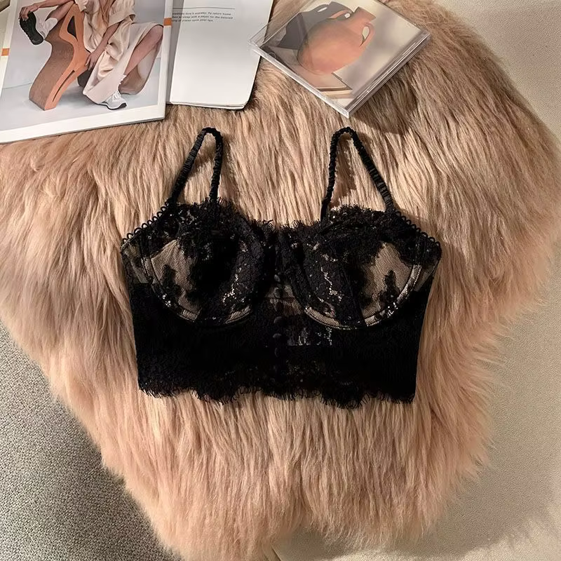 Soutien-gorge en dentelle pour femmes, couverture de poitrine, sous-vêtements fins, bonnet complet, 