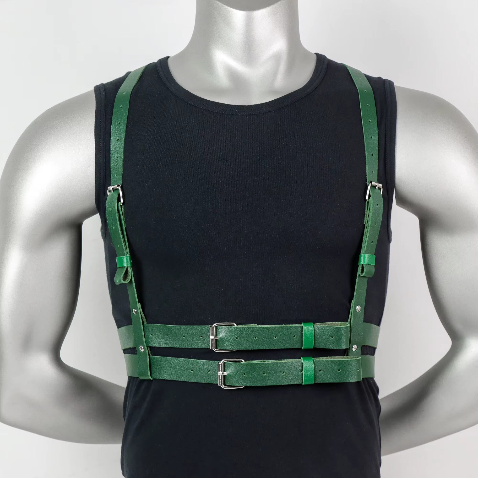 Harnais de poitrine en PU pour homme - Accessoire de superposition idéal pour les tenues de boîte de