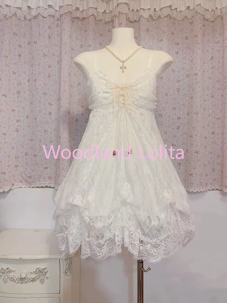 Robe Vintage en Dentelle à Bretelles pour Femme, Élégante, Mignonne et Tendance, Motif Floral, Idéal